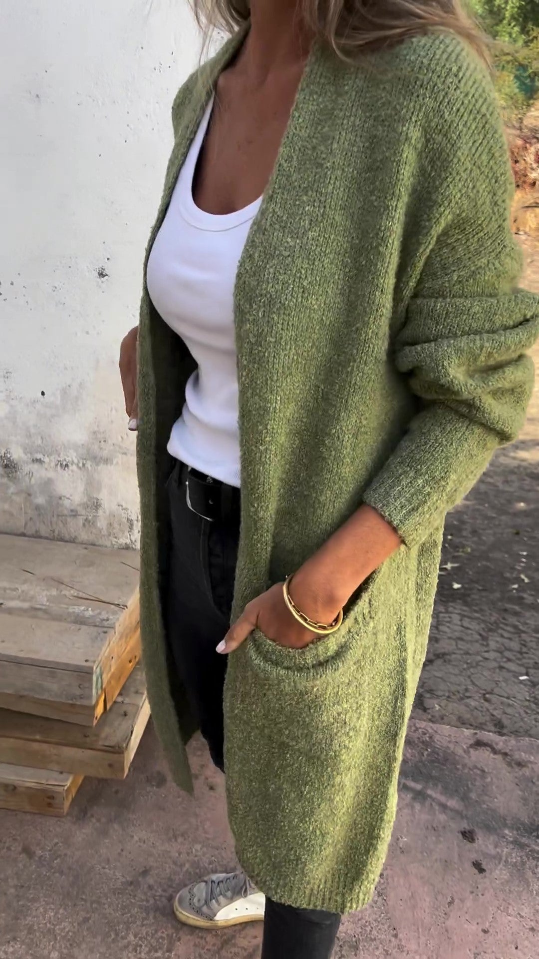 Gebreide, oversized en casual damestrui met zakken
