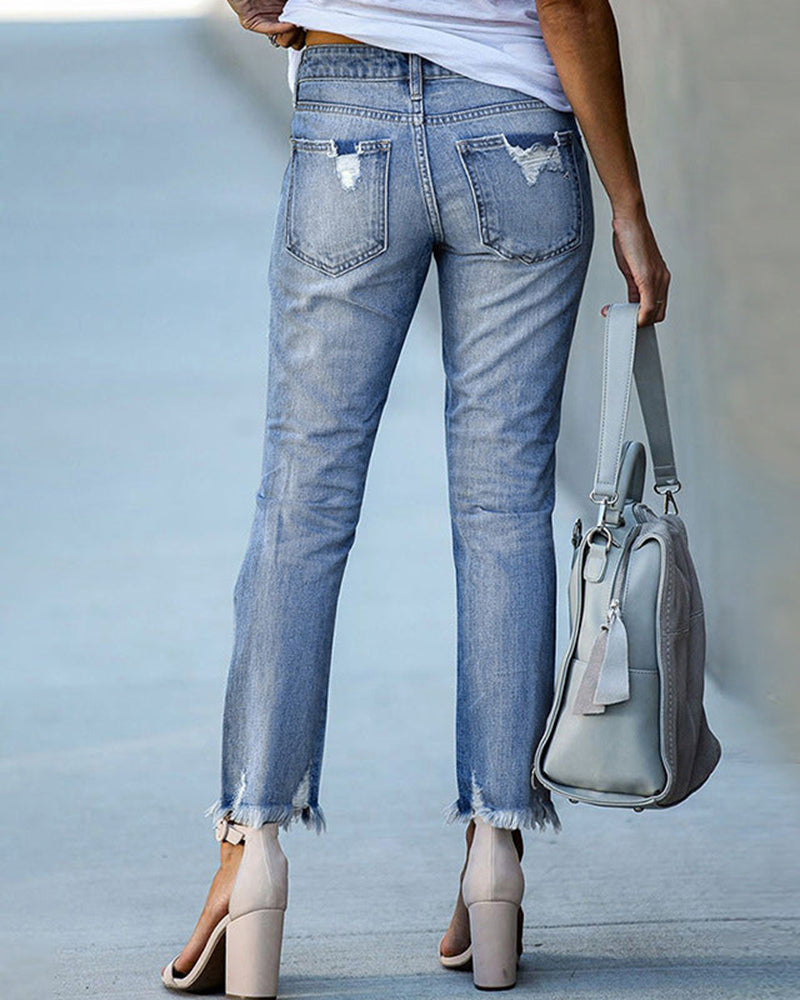 DORRIS | Aansluitende gescheurde jeans