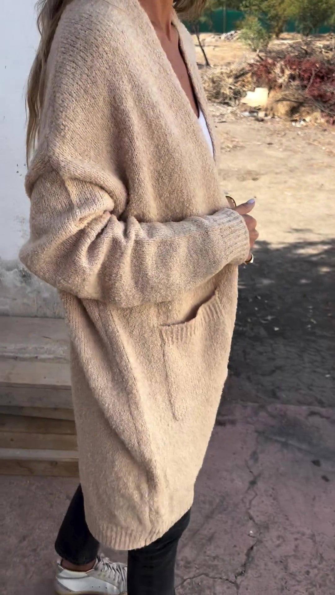 Gebreide, oversized en casual damestrui met zakken