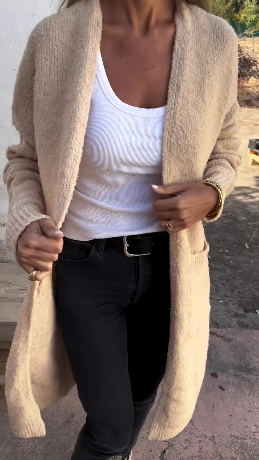 Gebreide, oversized en casual damestrui met zakken