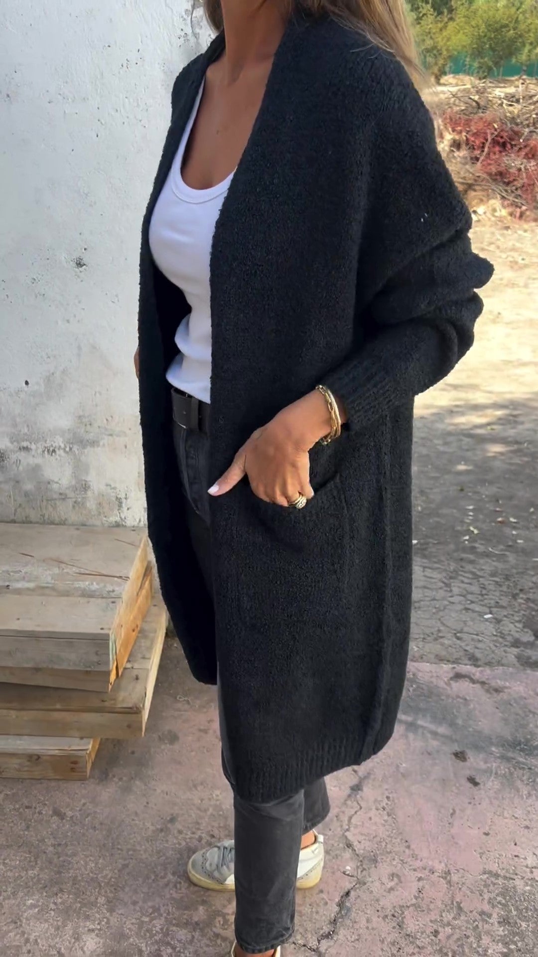 Gebreide, oversized en casual damestrui met zakken