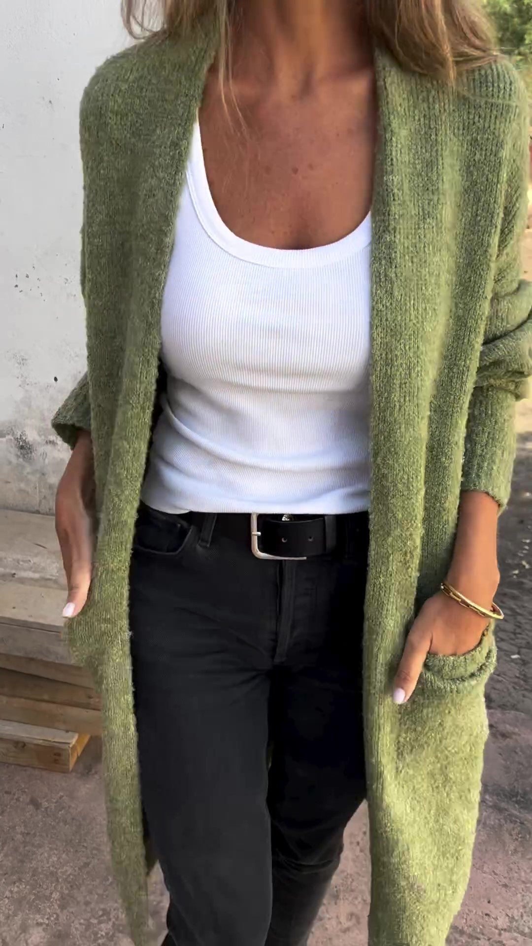 Gebreide, oversized en casual damestrui met zakken