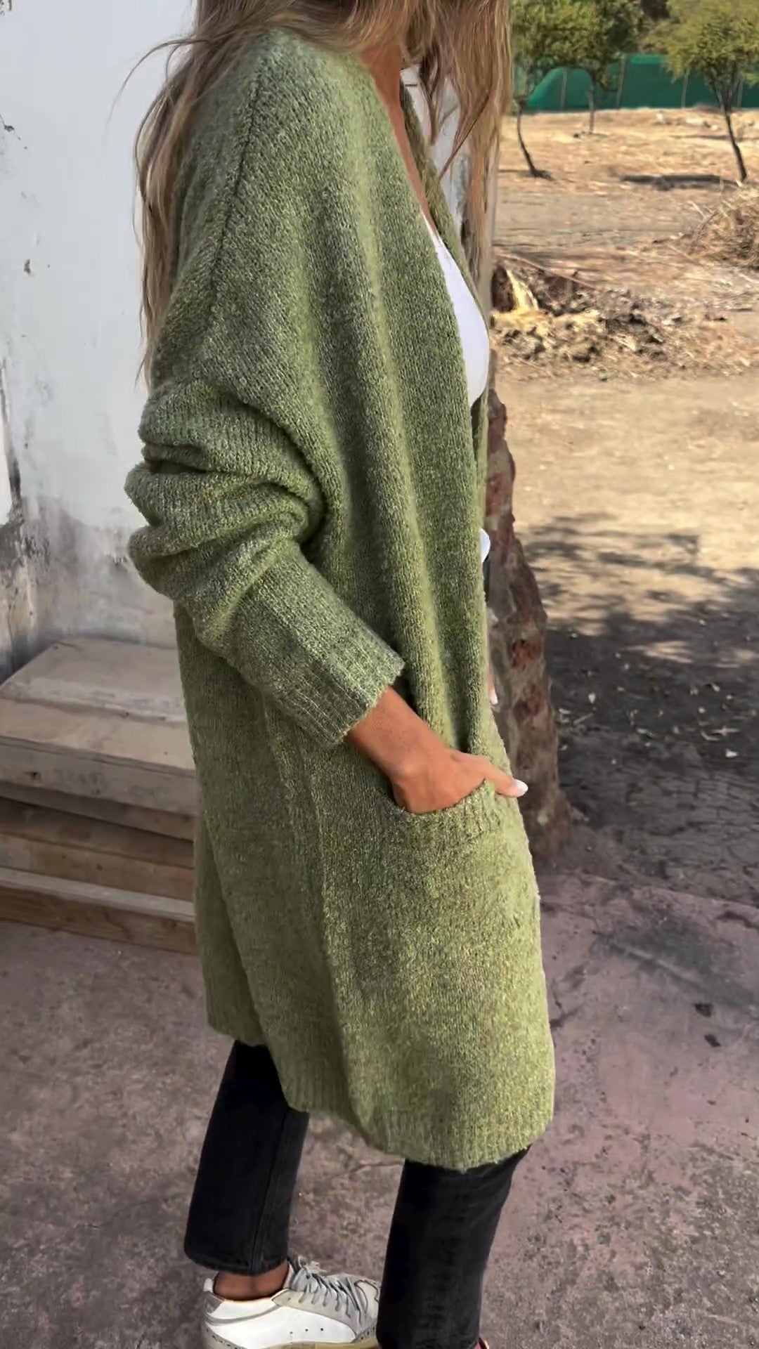 Gebreide, oversized en casual damestrui met zakken
