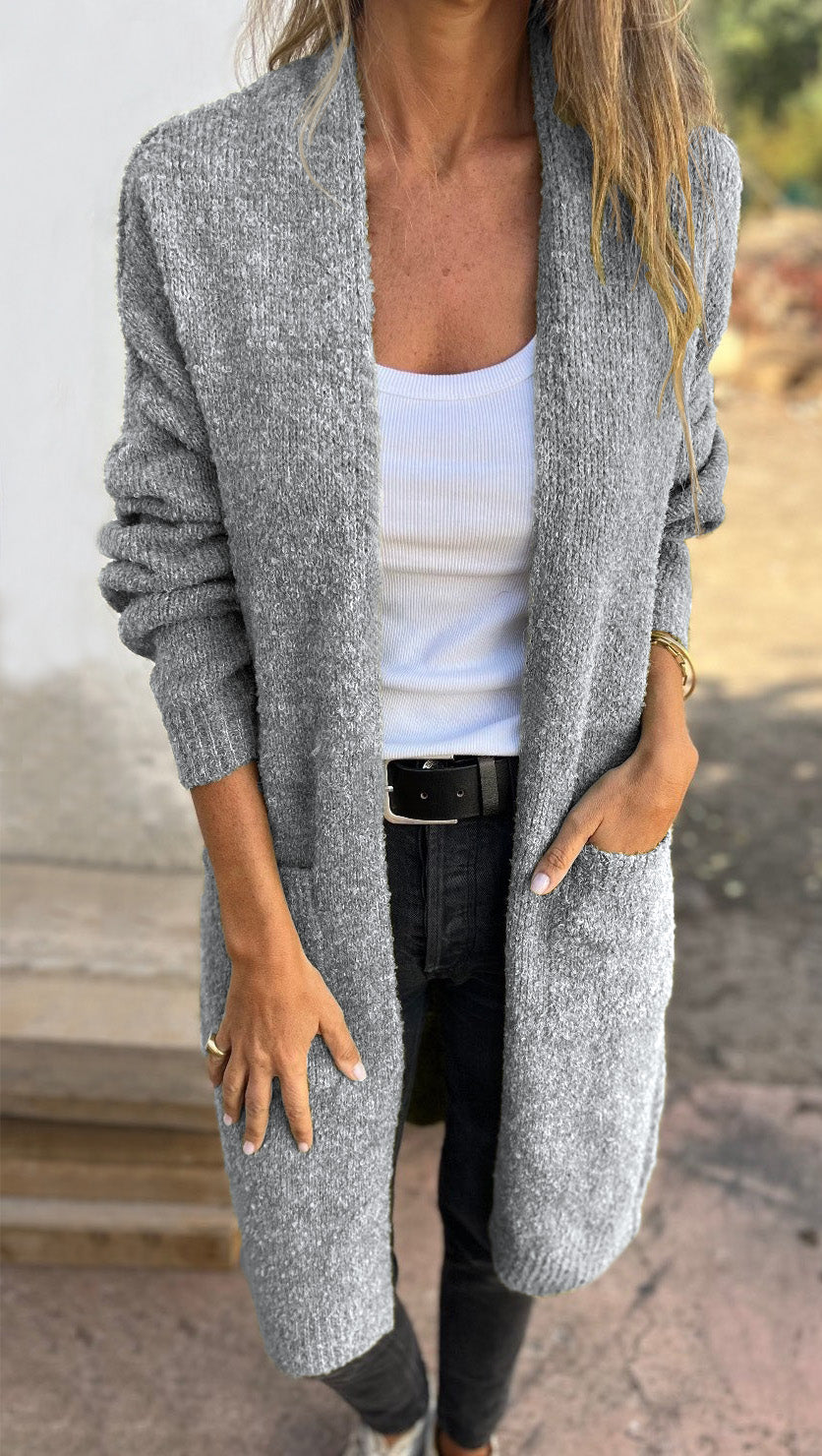 Gebreide, oversized en casual damestrui met zakken