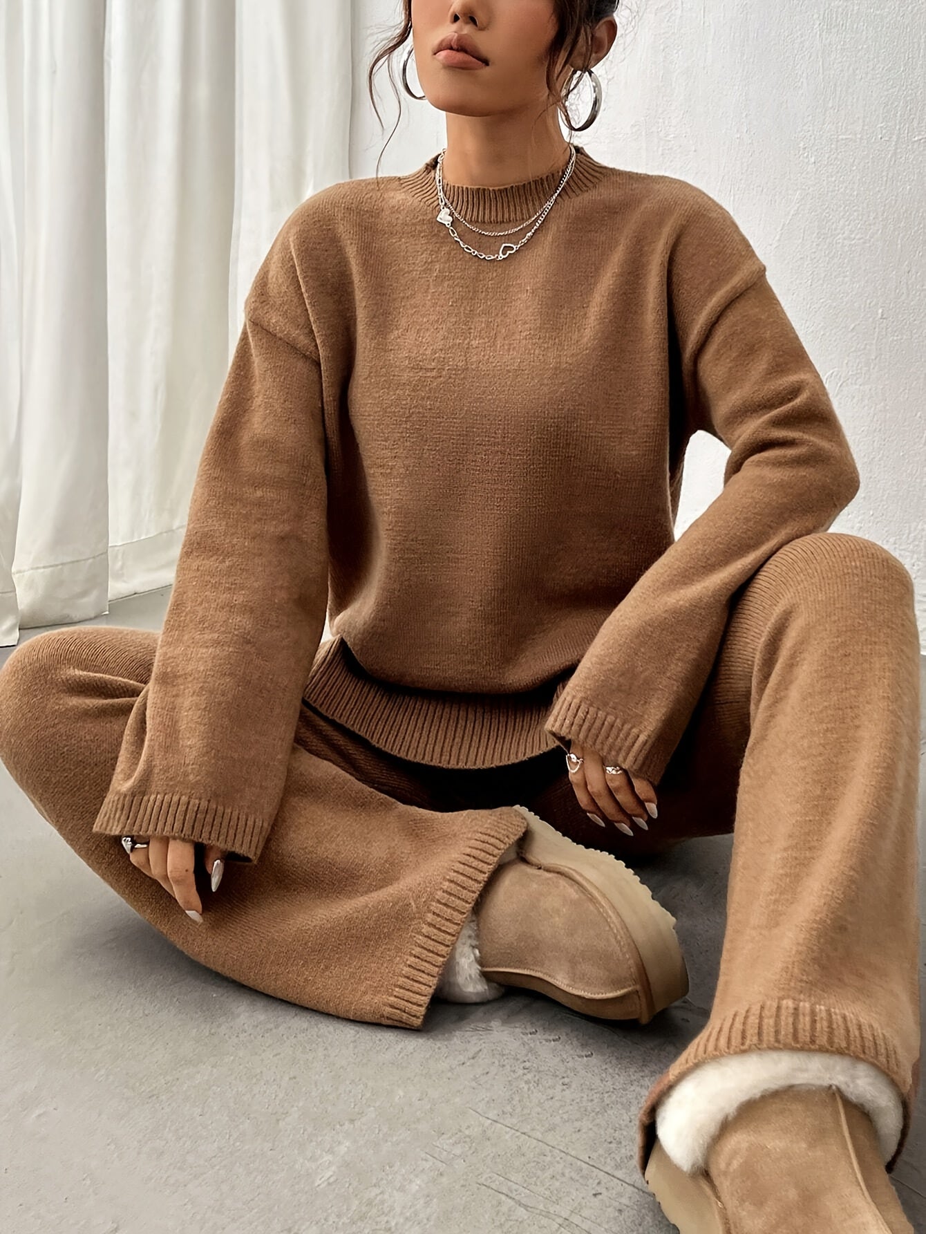 Karin | Ribbed Casual Gebreide Trui en Broek Set