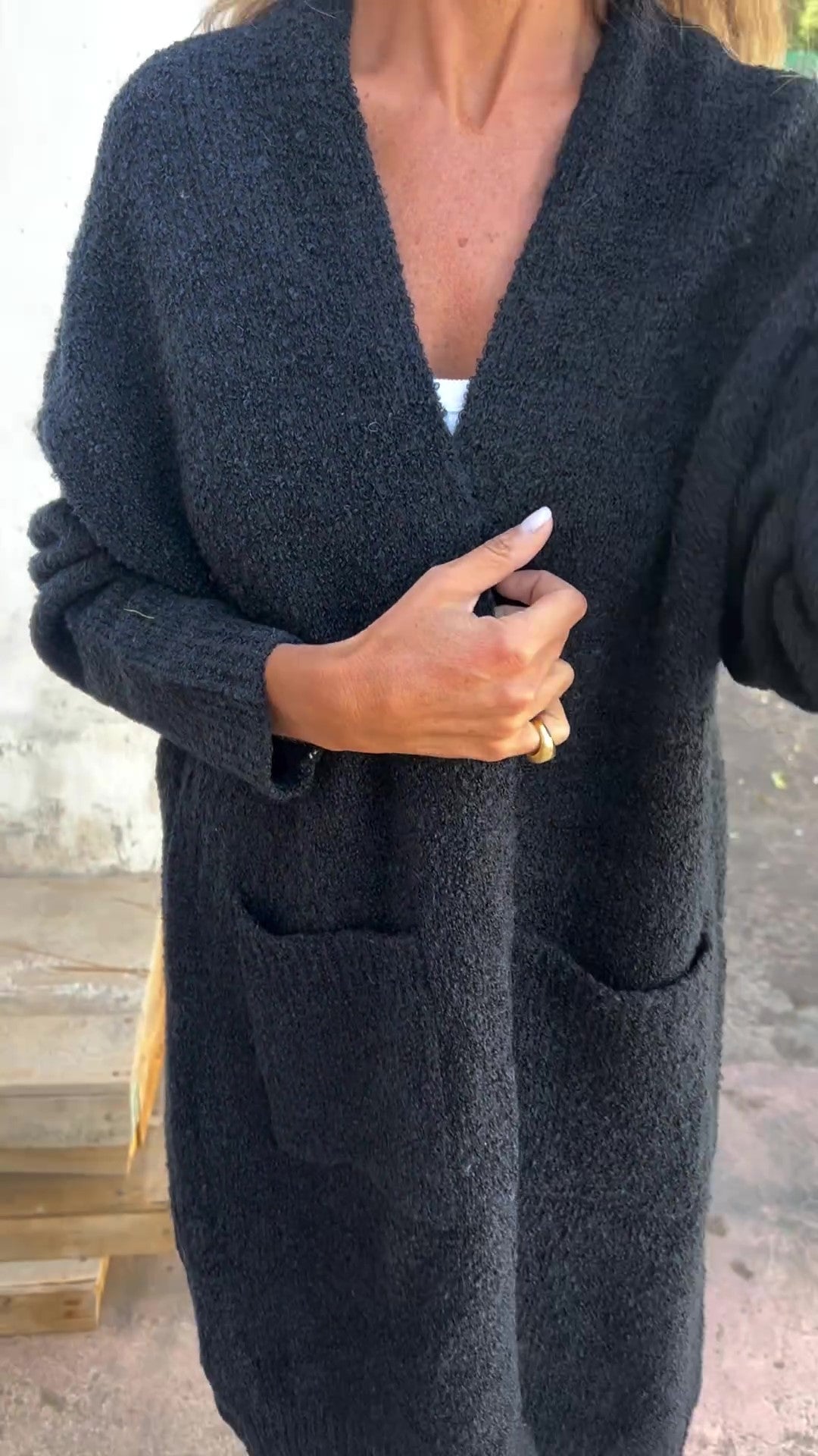 Gebreide, oversized en casual damestrui met zakken