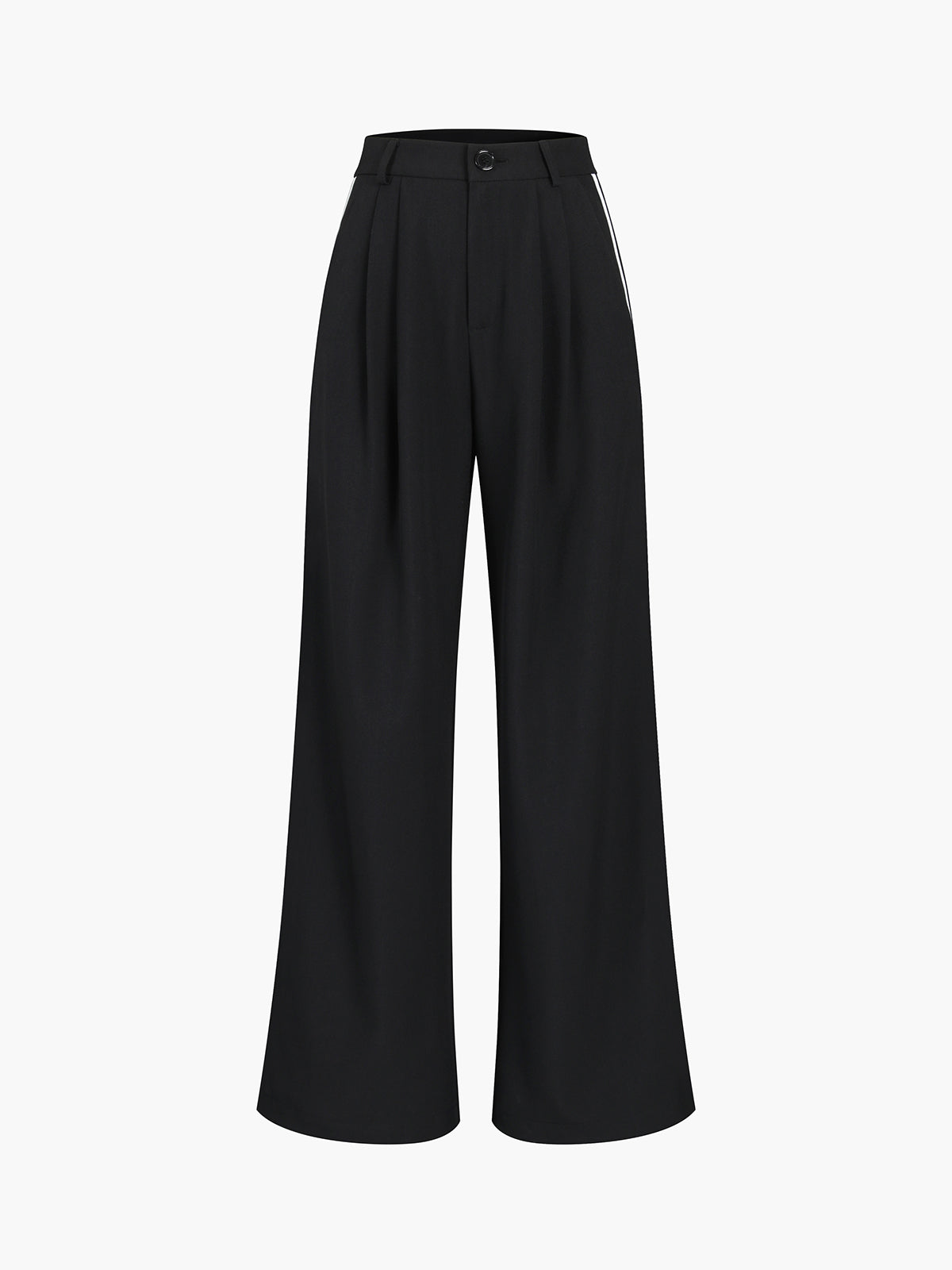Noir | Geplooide Pantalon met Strepen