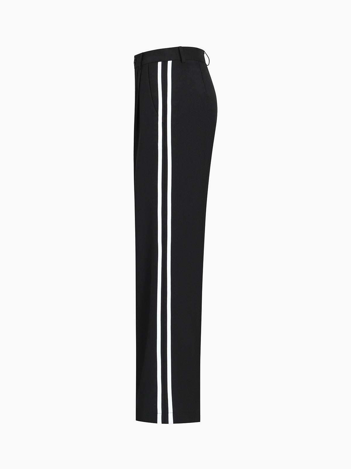 Noir | Geplooide Pantalon met Strepen